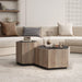 Rural Style Garden Retro Living Room Coffee Table with 2 drawers, Textured Black + Warm Oak - DTYStore