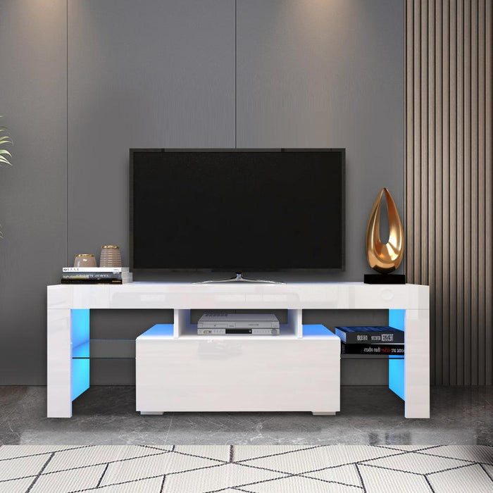 Entertainment TV Stand, Large TV Stand TV Base Stand with LED Light TV Cabinet. - DTYStore