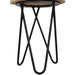 12' Acacia Wood End/Side Table, Living Room Accent Stool, Iron Hairpin Legs, Home Décor, Brown/Black - DTYStore
