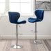 Ellston Upholstered Adjustable Swivel Barstools in Blue, Set of 2 - DTYStore