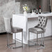26' Counter Height Bar Stools Set of 2, Modern Velvet Barstools with Button Back&Rivet Trim Upholstered Kitchen Island Chairs with Sturdy Chromed Metal Base Legs Farmhouse Bar Stools, (Gray,2 Pack) - DTYStore