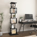 6 tier Rotating Bookshelf, Floor Rack Simple Bookcase with Acrylic plate Student Multi-Function Creative Bookshelf for Living Room with anti-toppling base - DTYStore