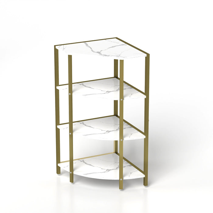 4-Tier Corner Open Shelf,Bookcase Freestanding Shelving Unit,Plant Stand Small Bookshelf for Living Room, Home Office, Kitchen, Small Space - DTYStore