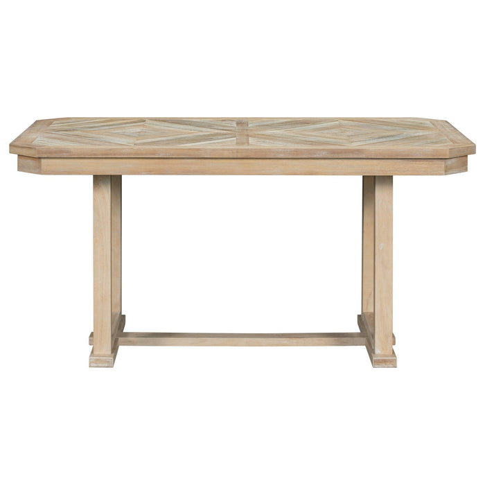 6-Piece Rubber Wood Dining Table Set with Beautiful Wood Grain Pattern Tabletop Solid Wood Veneer and Soft Cushion (Natural Wood Wash) - DTYStore