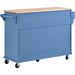Kitchen cart with Rubber wood desktop rolling mobile kitchen island with storage and 5 draws 53 Inch length (Blue) - DTYStore
