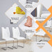 White PU Dining Chair Set.Uniquely designed white dining chairs. PU material, paired with silver metal chair legs. Suitable for offices, restaurants, kitchens, conference rooms, etc.(Set of 4) - DTYStore