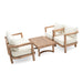 4-Pieces Acacia Wood Patio Furniture Set, Outdoor Furniture with Coffee Table, Patio Conversation Set Deep Seating with Soft Cushion, Porch Chairs for Garden, Backyard Porch Balcony, Brown wash, Beige - DTYStore