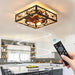 Farmhouse Rustic Ceiling Fan and Remote Control,Square Caged Industrial Ceiling Fixture with 6 Speeds & Noiseless DC Motor for Kitchen Dining Room Living Room Bedroom - DTYStore