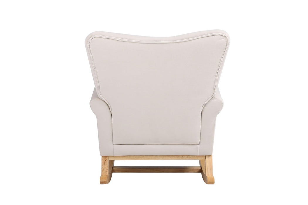 Baby Room High Back Rocking Chair Nursery Chair , Comfortable Rocker Fabric Padded Seat ,Modern High Back Armchair - DTYStore