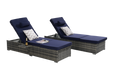 Outdoor Chaise Lounge Chair Set of 2 with Storage Patio Pool Chairs Tanning Lounges for Outside,Beach Rattan Recliners with Adjustable Backrest, Table, Cushion for Poolside Backyard Garden - DTYStore