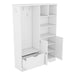 Multi-functional Hall Tree with Storage Shelves Drawers and Cabinet, Elegant Hallway Shoe Cabinet with Bench, Modern Coat Rack with Hooks for Hallway Entryways, White - DTYStore