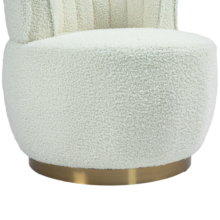 COOLMORE 360 Degree Swivel Cuddle Barrel Accent Sofa Chairs, Round Armchairs with Wide Upholstered, Teddy Fabric Chair for Living Room, Bedroom, Office, Waiting Rooms