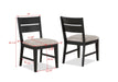 Contemporary 2pc Dining Side Chair Upholstered Seat Ladder Back Dark Frame Gray Fabric Upholstery Dining Room Furniture - DTYStore