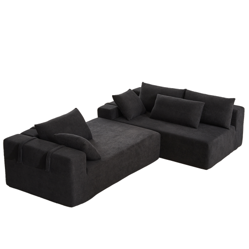Modern Chenille Upholstered Sectional Sofa Couch Set,Modular 108' L Shaped Sectional Living Room Sofa Set With 6 Pillows,Free Combination Sofa Couch for Living Room,Bedroom(Right Chaise)W834P240010 - Image 2