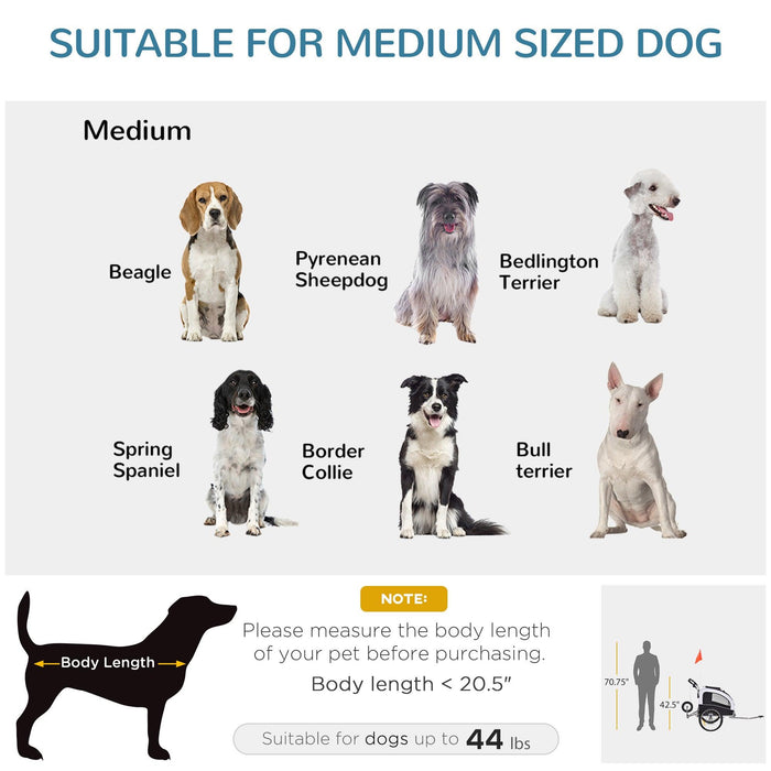 Dog Bike Trailer 2-In-1 Pet Stroller with Canopy and Storage Pockets, White - DTYStore
