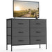 Dresser for Bedroom 6 Drawers Wide Fabric Storage Units Chest of Drawers for Bedroom with Metal Frame and Wooden Top for TV - DTYStore