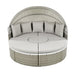 Patio Furniture Round Outdoor Sectional Sofa Set Rattan Daybed Two-Tone Weave Sunbed with Retractable Canopy, Separate Seating and Removable Cushion, Gray - DTYStore