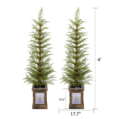 4ft Pre-Lit Artificial Christmas 2-Piece Set with Realistic PE Material, Green, Vinyl, 47.2in H - Image 3