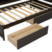 Twin Size L-shaped Bookcases Bed with Power Outlets, USB Charging Ports,Two Drawers,Espresso - DTYStore