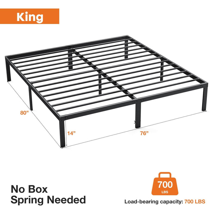 Heavy Duty Metal Bed Frame with Sturdy Steel Slat Support,KING - DTYStore