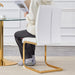 Luxury Simple Arch Chair - Set of 4 White PU Material High Resilience Dining Chair with Arched Metal Gold Leg. - DTYStore