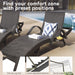 80'' Outdoor Wicker Chaise Lounge Chairs Set of 2, Patio Rattan Reclining Chair Pull-out Side Table Adjustable Backrest Ergonomic Wave Design Pool Sunbathing Recliners, Dark Brown - DTYStore