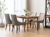 Furniture, Ultra Side Dining Chair, Thickened fabric chairs with neutrally toned solid wood legs, Bronze nail head, Set of 2, Beige and Patterned,SW2207BG - DTYStore