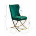 PrimeNest Noblesse Collection Upholstered Gold Legged Dining Chair, Set of 2, Green - DTYStore