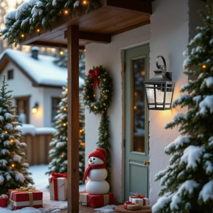 Large Outdoor Wall Lights for House, 16.5inch Exterior Lighting Fixtures Wall Mount Outdoor Porch Lights Waterproof Black Outdoor Sconce Lights with Clear Glass for Patio Hallway Garage (2 pack)