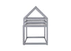 Twin over Twin Rubber Wood Floor Bunk Bed, with ladder,Guardrails,House-Shaped-Bunk Bed,Grey - DTYStore