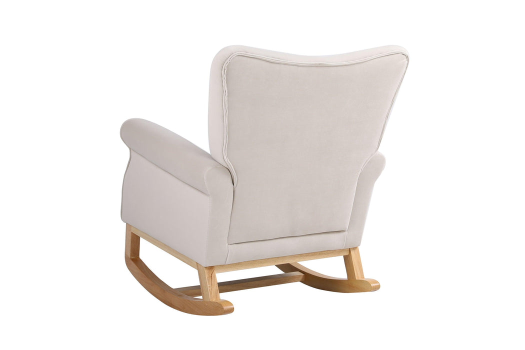 Baby Room High Back Rocking Chair Nursery Chair , Comfortable Rocker Fabric Padded Seat ,Modern High Back Armchair - DTYStore