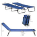 Outsunny 2 Piece Folding Chaise Lounge Pool Chairs, Outdoor Sun Tanning Chairs with 5-Level Reclining Back, Steel Frame for Beach, Yard, Patio, Blue - DTYStore