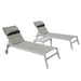 Outdoor Patio Chaise Lounge Set of 3, Aluminum Pool Lounge Chairs with Side Table and Wheels, Textilene Padded Adjustable Recliner All Weather for Poolside, Beach, Yard, Balcony (Gray) - DTYStore