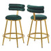27.65'' Modern Counter Stools Set of 2,Dark green velvet Counter Stools with iron Frame,Soft back and cushion,Footrest,suitable for Kitchen/Bedroom/Dining Room - DTYStore