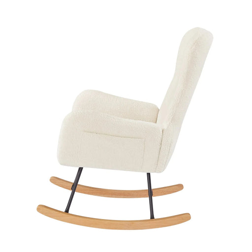 off white teddy fabric rocking chair Default -DTYStore