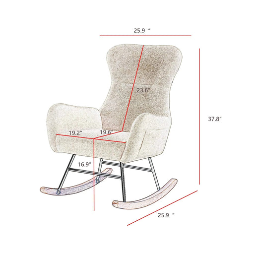 off white teddy fabric rocking chair Default -DTYStore
