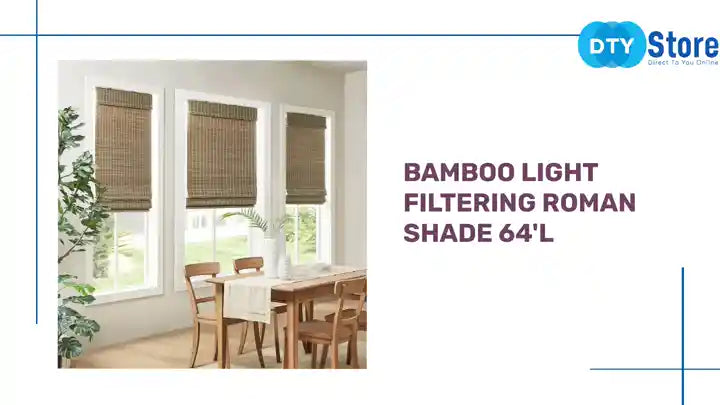 Bamboo Light Filtering Roman Shade 64&#039;L by@Outfy