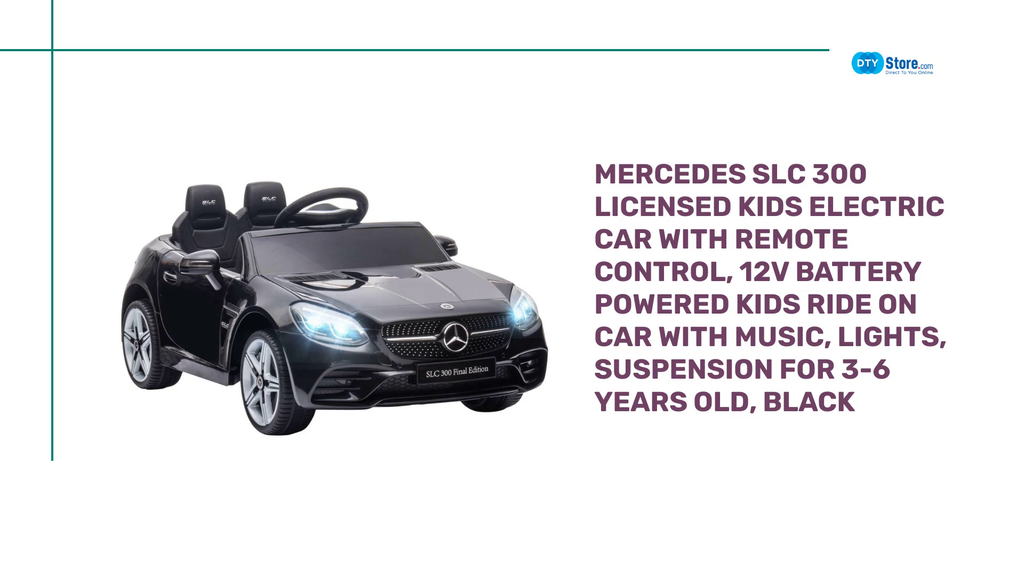 Mercedes SLC 300 Licensed Kids Electric Car with Remote Control, 12V Battery Powered Kids Ride on Car with Music, Lights, Suspension for 3-6 Years Old, Black by@Outfy