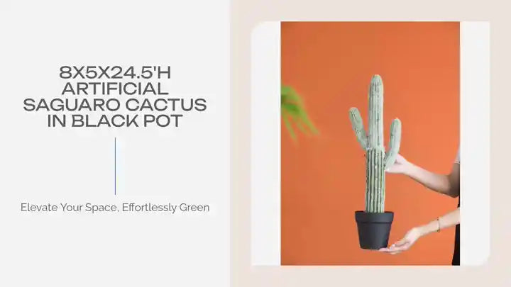 8x5x24.5&#039;H Artificial Saguaro Cactus in Black Pot by@Outfy