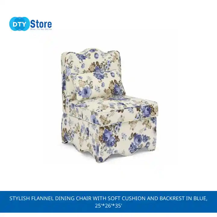 Stylish Flannel Dining Chair with Soft Cushion and Backrest in Blue, 25'*26'*35' by@Outfy