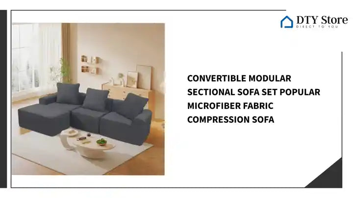 Convertible Modular Sectional Sofa Set Popular Microfiber Fabric Compression Sofa by@Outfy