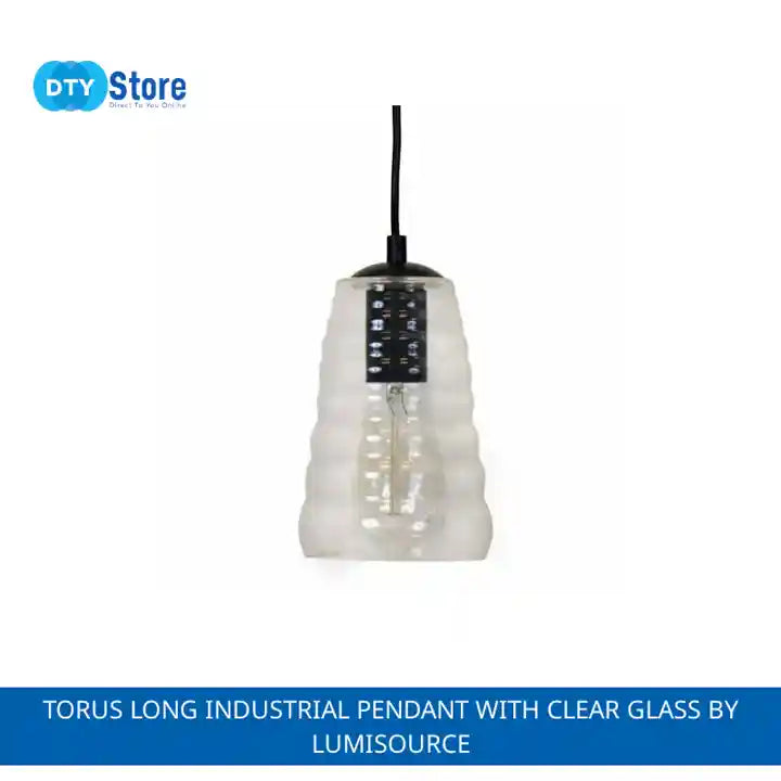 Torus Long Industrial Pendant with Clear Glass by LumiSource by@Outfy