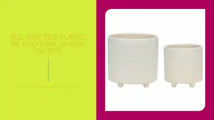 S/2 6/8&#039; TEXTURED PLANTERS, SHINY WHITE by@Outfy