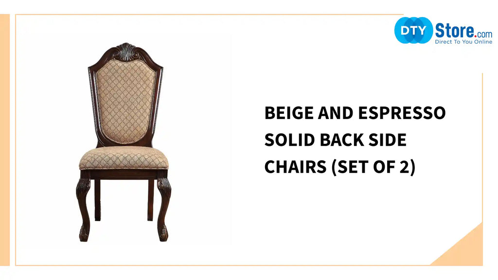 Beige and Espresso Solid Back Side Chairs (Set of 2) by@Outfy
