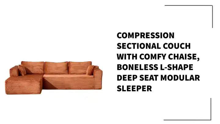 Compression Sectional Couch with Comfy Chaise, Boneless L-Shape Deep Seat Modular Sleeper by@Outfy