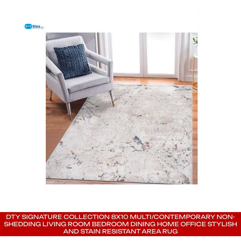 DTY Signature Collection 8X10 Multi/Contemporary Non-Shedding Living Room Bedroom Dining Home Office Stylish and Stain Resistant Area Rug by@Outfy