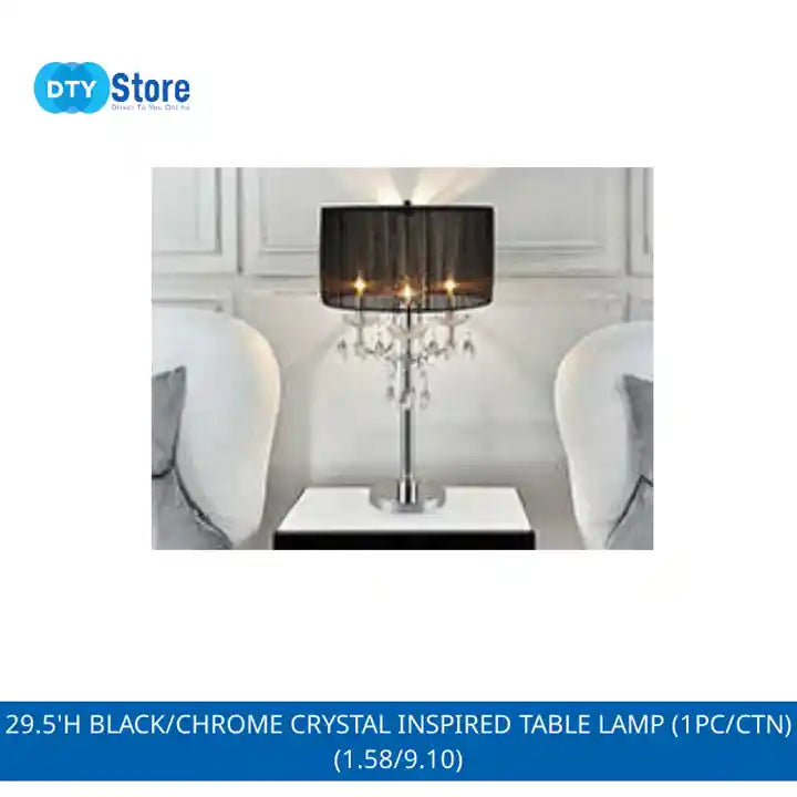 29.5&#039;H BLACK/CHROME CRYSTAL INSPIRED TABLE LAMP (1PC/CTN) (1.58/9.10) by@Outfy