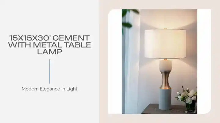 15x15x30&#039; Cement With Metal Table Lamp by@Outfy