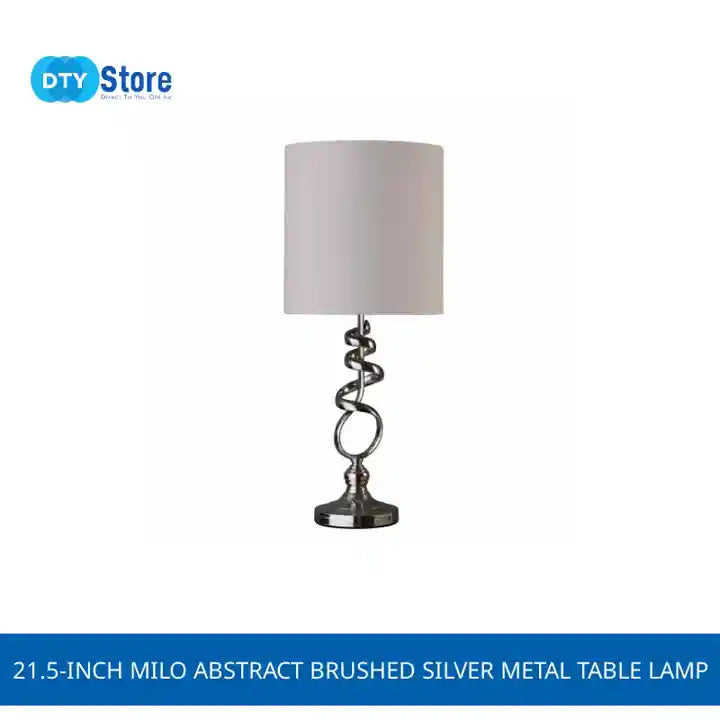 21.5-Inch Milo Abstract Brushed Silver Metal Table Lamp by@Outfy