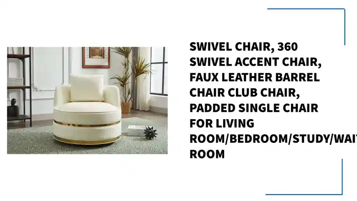 Swivel Chair, 360 Swivel Accent Chair, Faux Leather Barrel Chair Club Chair, Padded Single Chair for Living Room/Bedroom/Study/Waiting Room by@Outfy